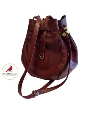 Vintage Cartier Le Must de Cartier Bucket Bordeaux Leather Shoulder Bag